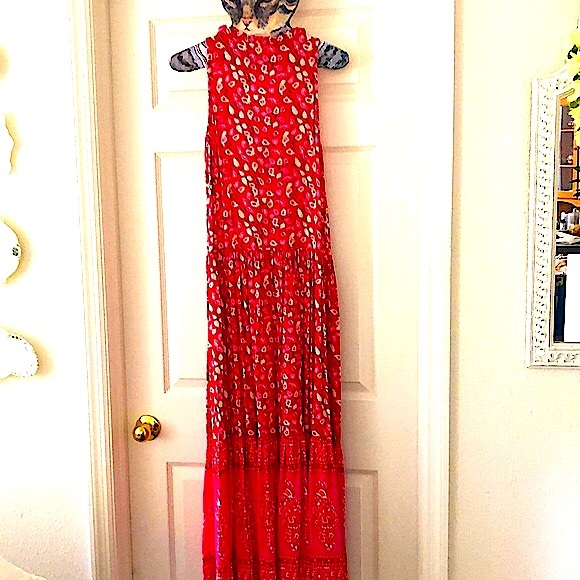 EUC- R Vivimos Summer Sleeveless Floral Print Button Up Bohemian Flowy Maxi - Picture 12 of 14